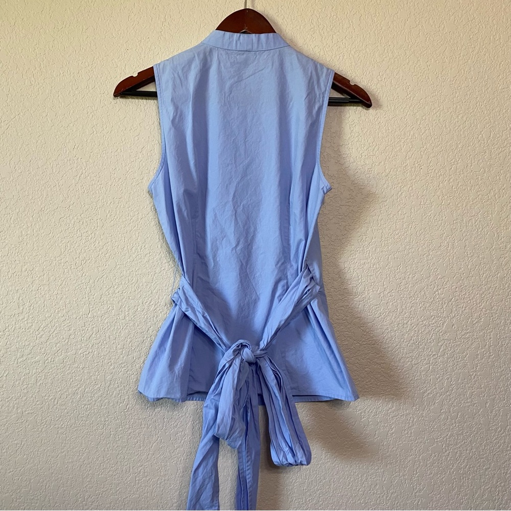 Ann Taylor Blue Wrap Tank Blouse w/ a V-Neck Size Small - Picture 8 of 9